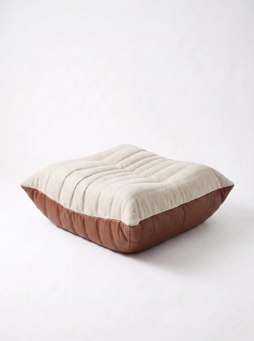 Relaxhocker aus Leder & Leinen