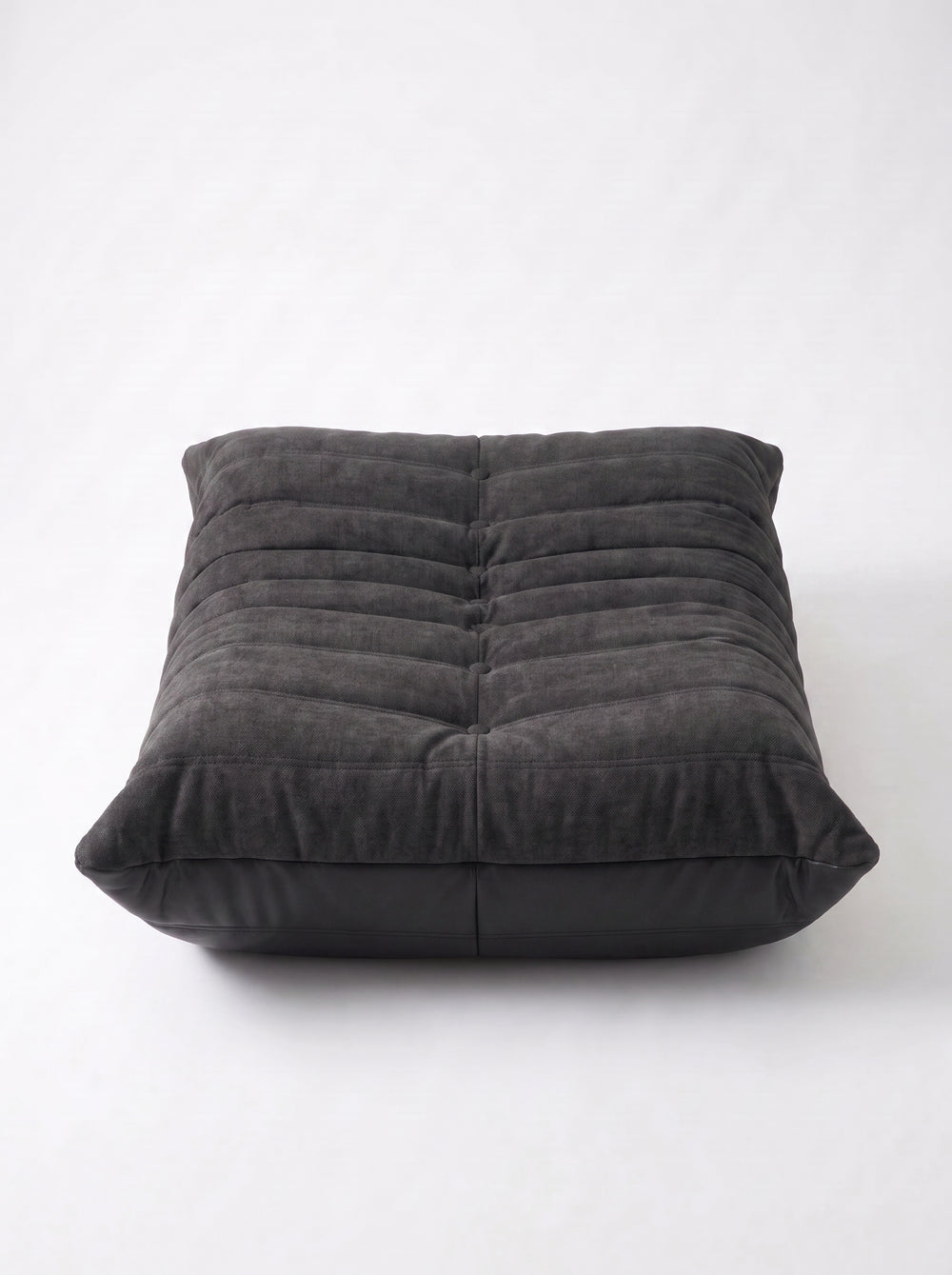 Relaxhocker Leder & Leinen – Mitternacht